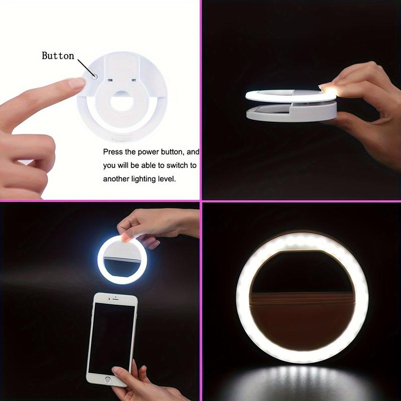 USB Rechargeable Selfie Ring Light, 36-LED Portable Selfie Light, Photoshoot Light, Night Selfie Enhancing Light for Phone Photography, Selfie Accessories, Gifts for Girlfriend Cellphone, Selfie LED Lights