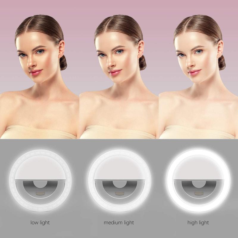 USB Rechargeable Selfie Ring Light, 36-LED Portable Selfie Light, Photoshoot Light, Night Selfie Enhancing Light for Phone Photography, Selfie Accessories, Gifts for Girlfriend Cellphone, Selfie LED Lights