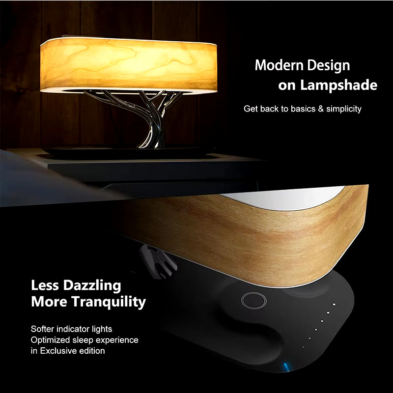 Modern Led Table Lamp for Bedroom Dimmable Bluetooth Speaker Phone Charger Wireless Desk Lamp Bedside Lamp Table Light Tree Lamp