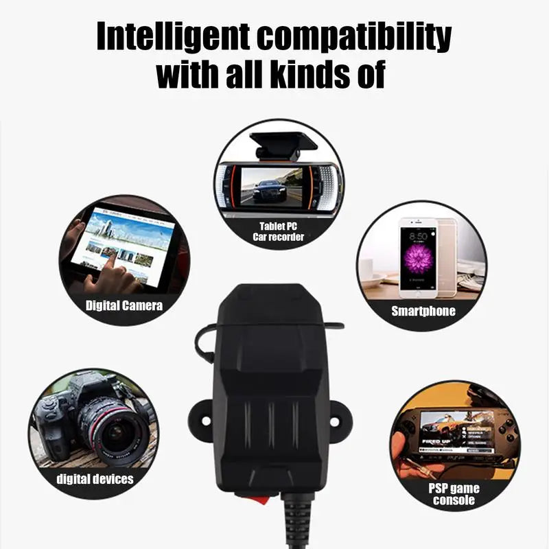 Phone Charger for Motorcycle USB Fast Charging Phone Charger Safe Power Adapter Waterproof Design for Telephones Tablets