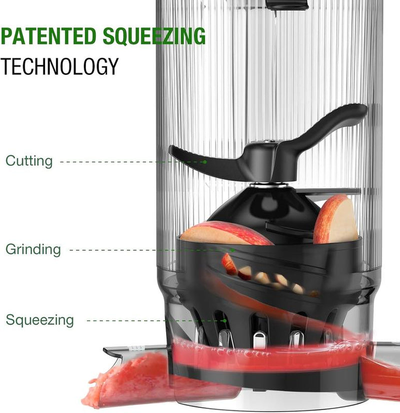 Juicer Machines, TUUMIIST Cold Press Juicer with 6.5“&5.3"&4.3“ Extra Large Feed Chute Fit Whole Fruits & Vegetables Easy to Clean, High Juice Yield, BPA Free