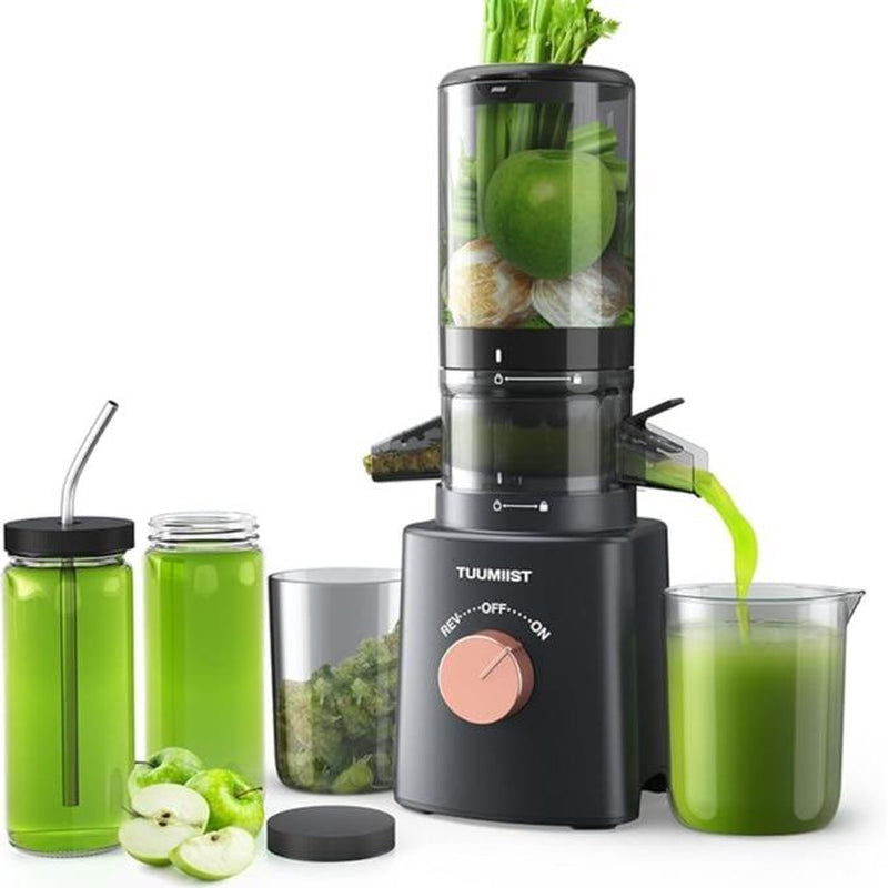 Juicer Machines, TUUMIIST Cold Press Juicer with 6.5“&5.3"&4.3“ Extra Large Feed Chute Fit Whole Fruits & Vegetables Easy to Clean, High Juice Yield, BPA Free