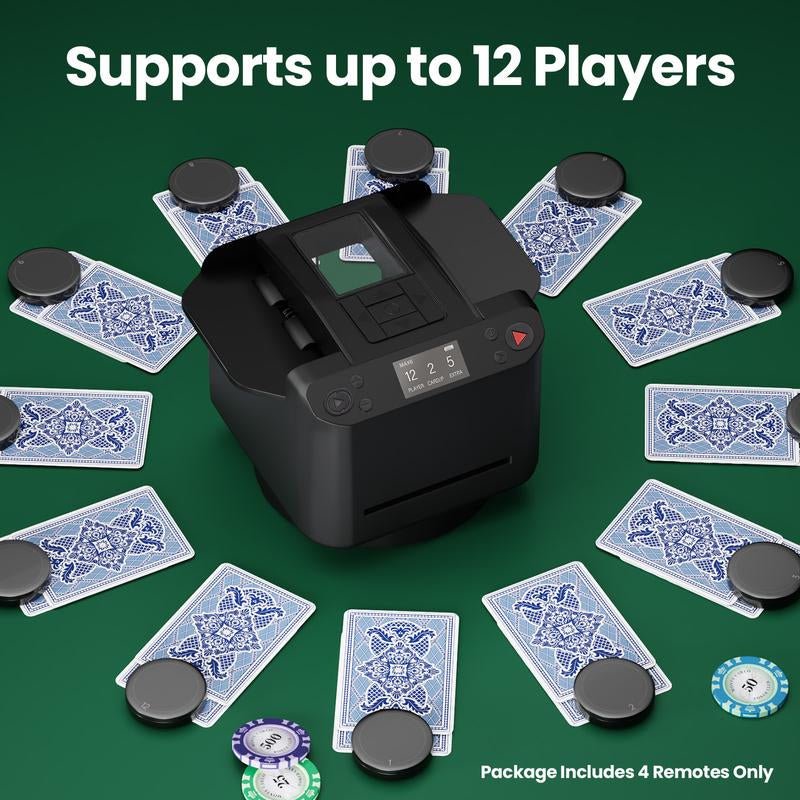 Drawpies 2-In-1 Automatic Card Shuffler &Dealer 4 Drawing Remotes Adjustable Dealing Distance for Poker Night UNO Phase 10 Board Games & More
