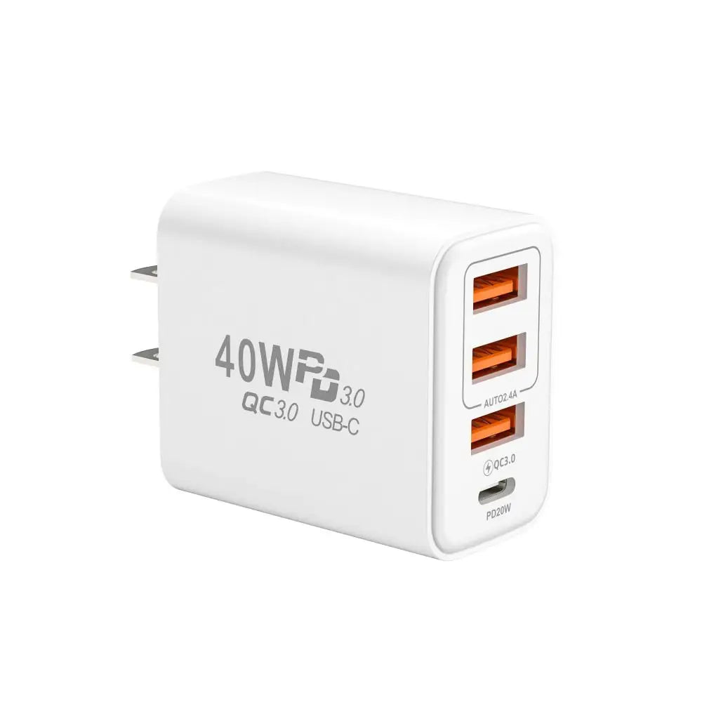 Universal 40W USB C Charging Plug 4Ports Fast Charging Charging Block Typec Phone Plug Adapter