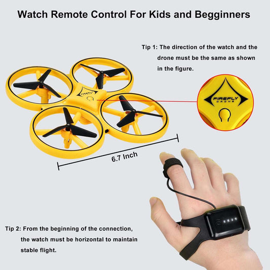 2024 Upgraded Hand Controlled Drone for Kids Small Rc Quadcopter Aircraft with Smart Watch, Cool LED Remote Control Drone 360° Flips, 3 Modes, 2 Larger Capacity Batteries