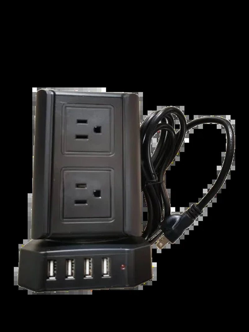 Tower Power Strip Sockets UK US Plug 8 Utlets 4 USB AC110V 220V 10A 2500W White Home Office Smart Overload Protection Socket