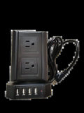 Tower Power Strip Sockets UK US Plug 8 Utlets 4 USB AC110V 220V 10A 2500W White Home Office Smart Overload Protection Socket