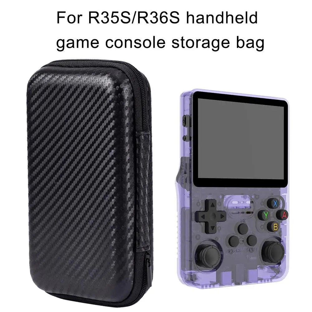 EVA Storage Bag for R35S RG35XX BAG Game Console Protective Black Case Carbon Fiber Texture Travel Bag