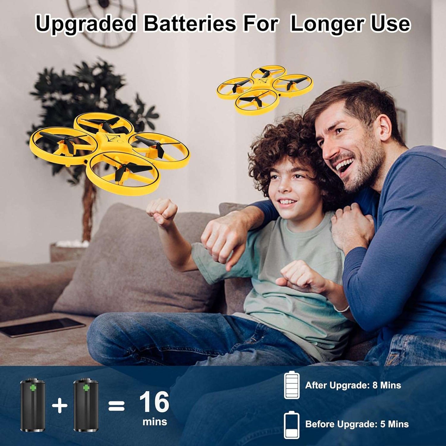 2024 Upgraded Hand Controlled Drone for Kids Small Rc Quadcopter Aircraft with Smart Watch, Cool LED Remote Control Drone 360° Flips, 3 Modes, 2 Larger Capacity Batteries