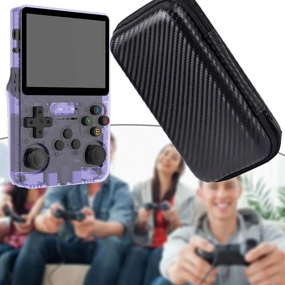EVA Storage Bag for R35S RG35XX BAG Game Console Protective Black Case Carbon Fiber Texture Travel Bag