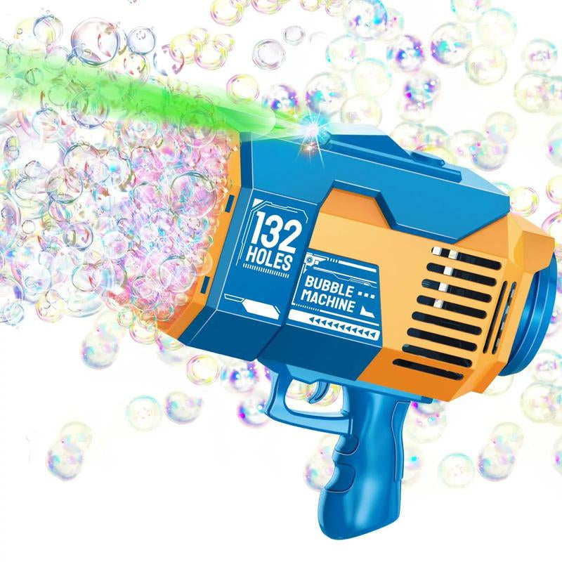 Bubble Machine, 132 Holes Bubble Machine with Light & 2 Counts 50Ml Bubble Solution, Bubble Machine for Party, Summer Gift, Bubble Maker, Kids Toys, Toys for Kids Fidget Toys, Baby Toys Toddler Toys, for Playtime