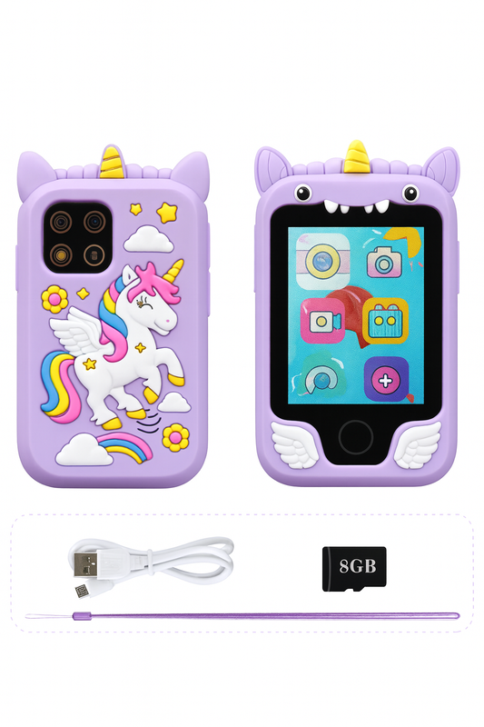 Shop the Kids Smart Phone Camera Toy – Unicorn Edition! A fun, touchscreen digital camera and MP3 music player for girls and boys aged 3-8. Perfect educational toy gift for learning, creativity, and play.