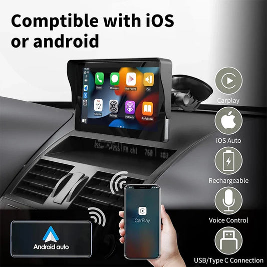 Portable Touch Screen for Car with Apple Carplay Android Auto Bluetooth Radio Car Intelligent Systems MP5 Multimedia Player