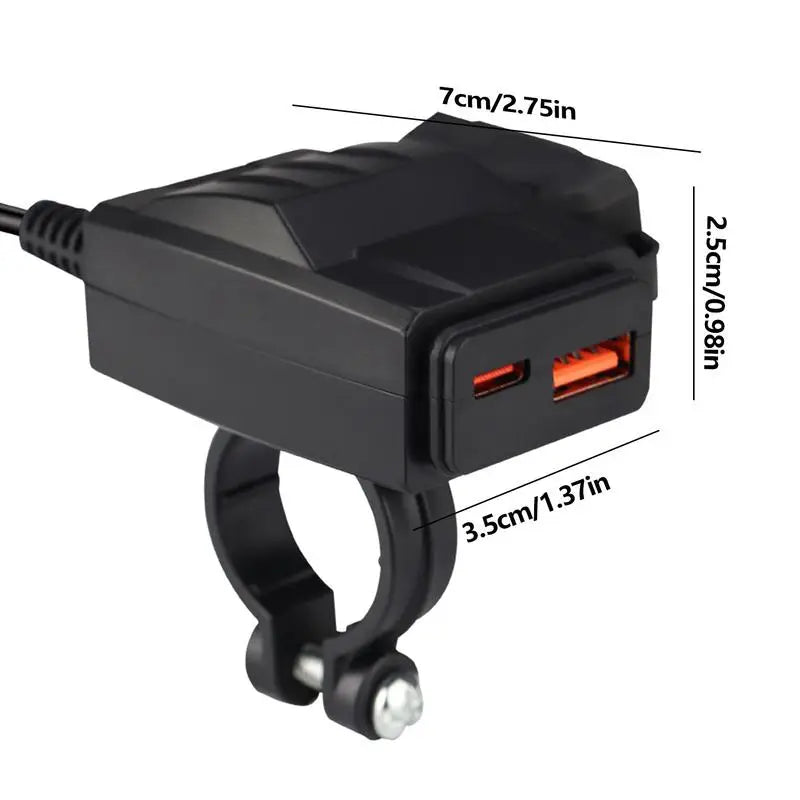 Phone Charger for Motorcycle USB Fast Charging Phone Charger Safe Power Adapter Waterproof Design for Telephones Tablets