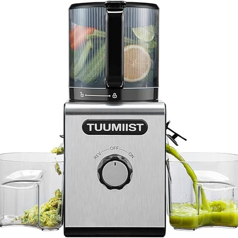 Juicer Machines, TUUMIIST Cold Press Juicer with 6.5“&5.3"&4.3“ Extra Large Feed Chute Fit Whole Fruits & Vegetables Easy to Clean, High Juice Yield, BPA Free