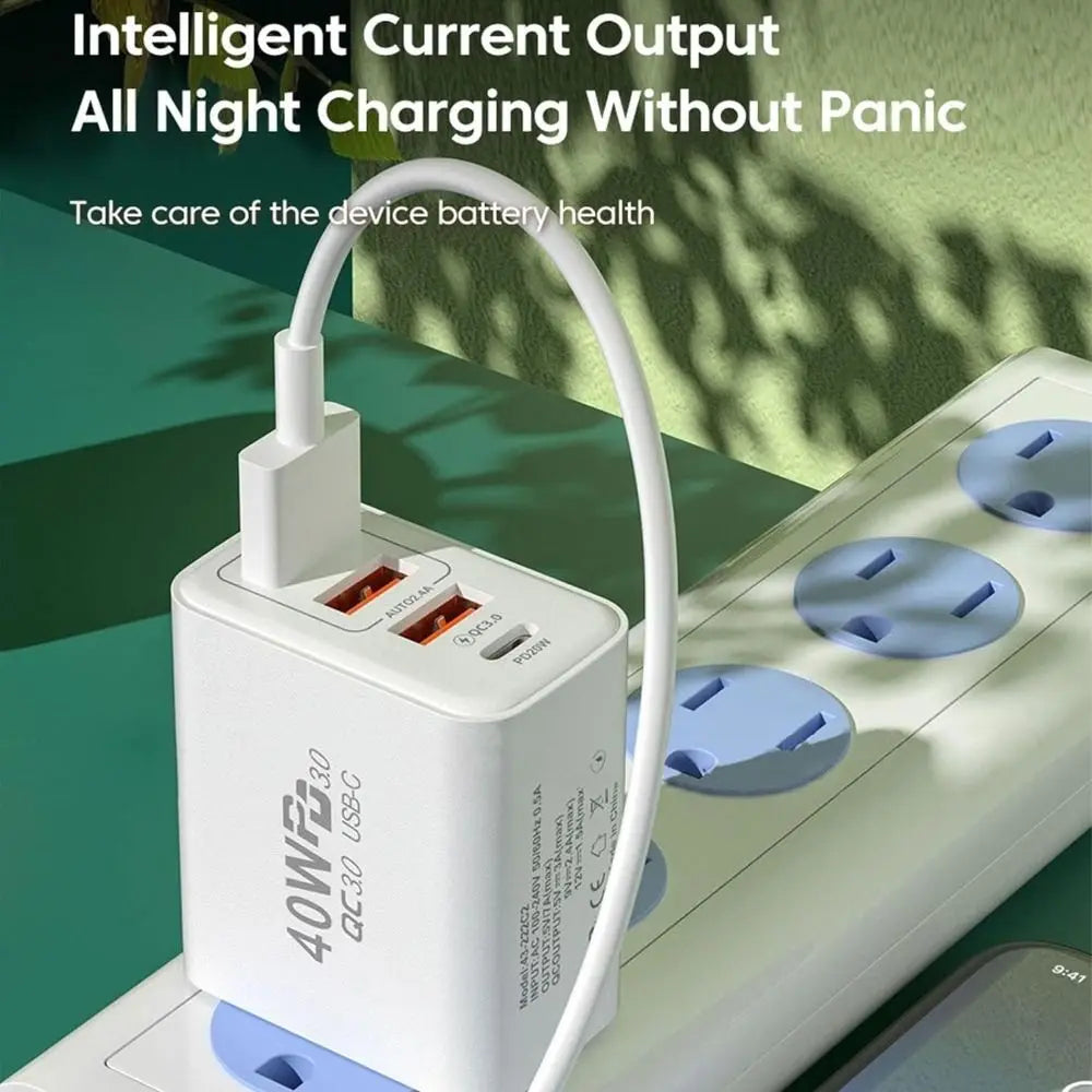 Universal 40W USB C Charging Plug 4Ports Fast Charging Charging Block Typec Phone Plug Adapter