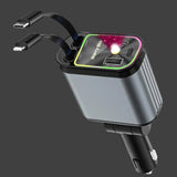 Super Fast Car Phone Charger, 100W Car Phone Charger with Retractable Cables USB and Type-C Port, 4 in 1 Retractable Car Charger
