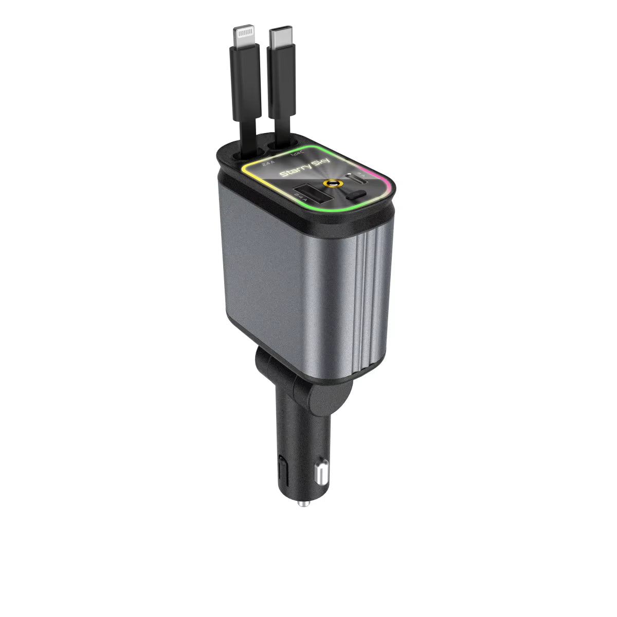 Super Fast Car Phone Charger, 100W Car Phone Charger with Retractable Cables USB and Type-C Port, 4 in 1 Retractable Car Charger