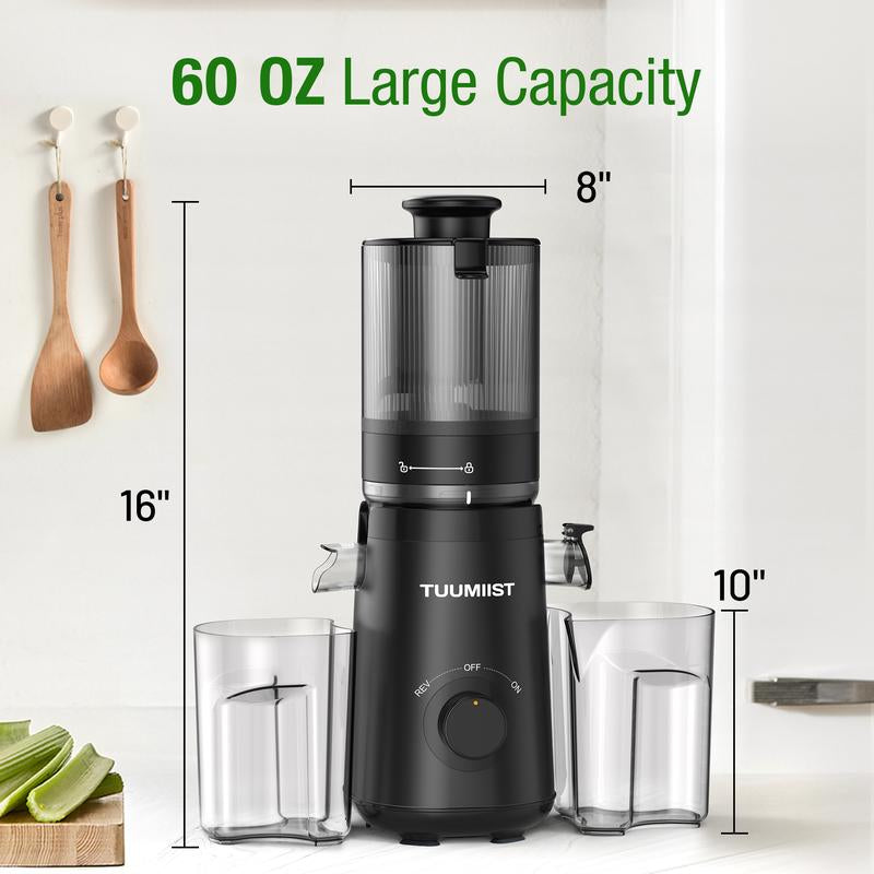 Juicer Machines, TUUMIIST Cold Press Juicer with 6.5“&5.3"&4.3“ Extra Large Feed Chute Fit Whole Fruits & Vegetables Easy to Clean, High Juice Yield, BPA Free