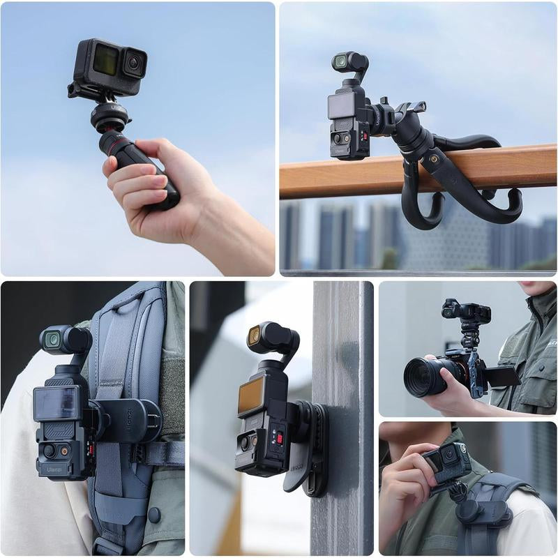 ULANZI CK02 Cka Quick Release Camera Backpack Mount Clip,Ck01 Magnetic Mount Stand for DJI Osmo Pocket 3 Accessories, with Standard 1/4" Thread for Action Cameras Pocket 3 Expansion Adapter