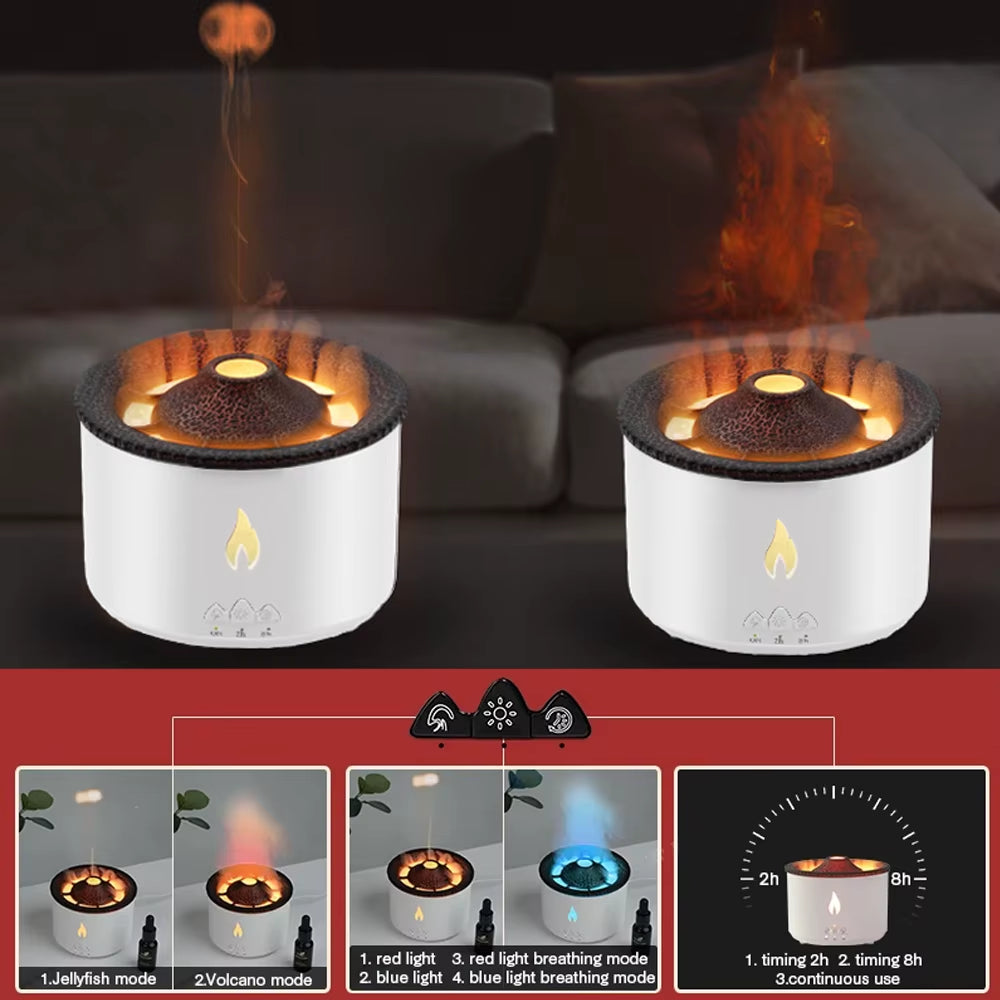 Flame Aroma Diffuser for Home Ultrasonic Humidifier 2 Colors Home Fragrance Humidifier for Bedroom Essential Oil Difusor