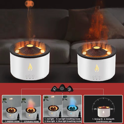 Flame Aroma Diffuser for Home Ultrasonic Humidifier 2 Colors Home Fragrance Humidifier for Bedroom Essential Oil Difusor