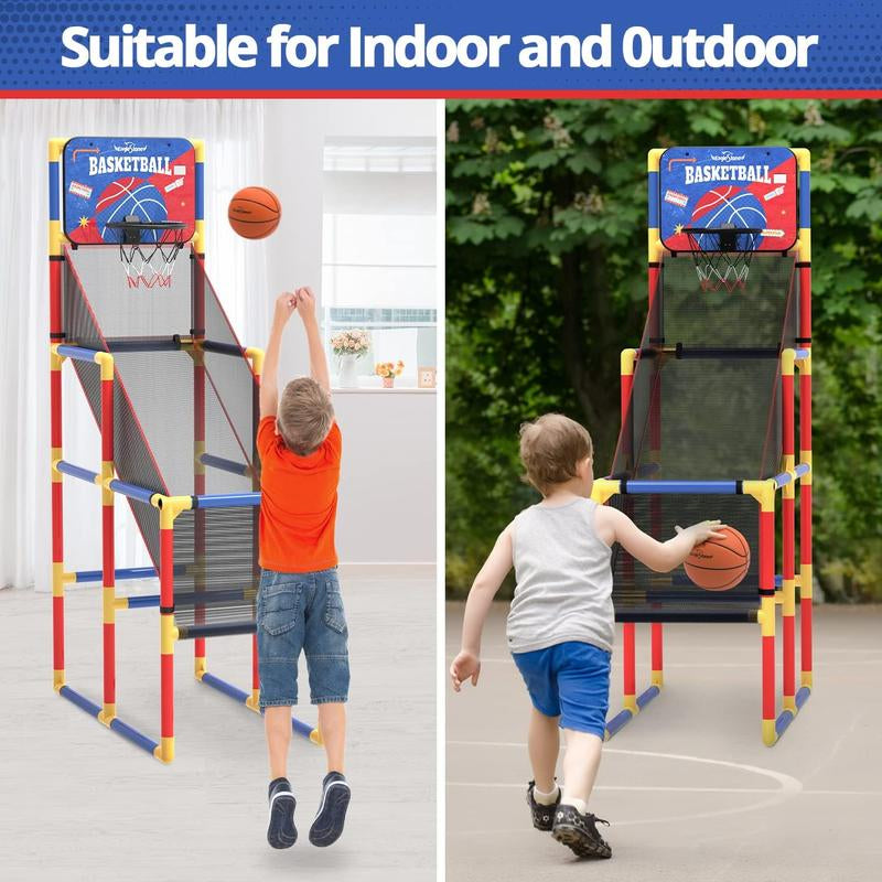 Basketball Hoop Arcade Game W/Electronic Scoreboard Cheer Sound, Basketball Hoop Indoor Outdoor W/4 Balls, Basketball Game Toys Gifts