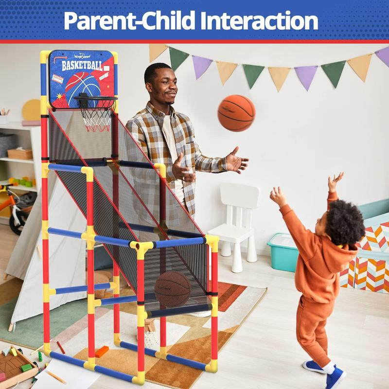 Basketball Hoop Arcade Game W/Electronic Scoreboard Cheer Sound, Basketball Hoop Indoor Outdoor W/4 Balls, Basketball Game Toys Gifts