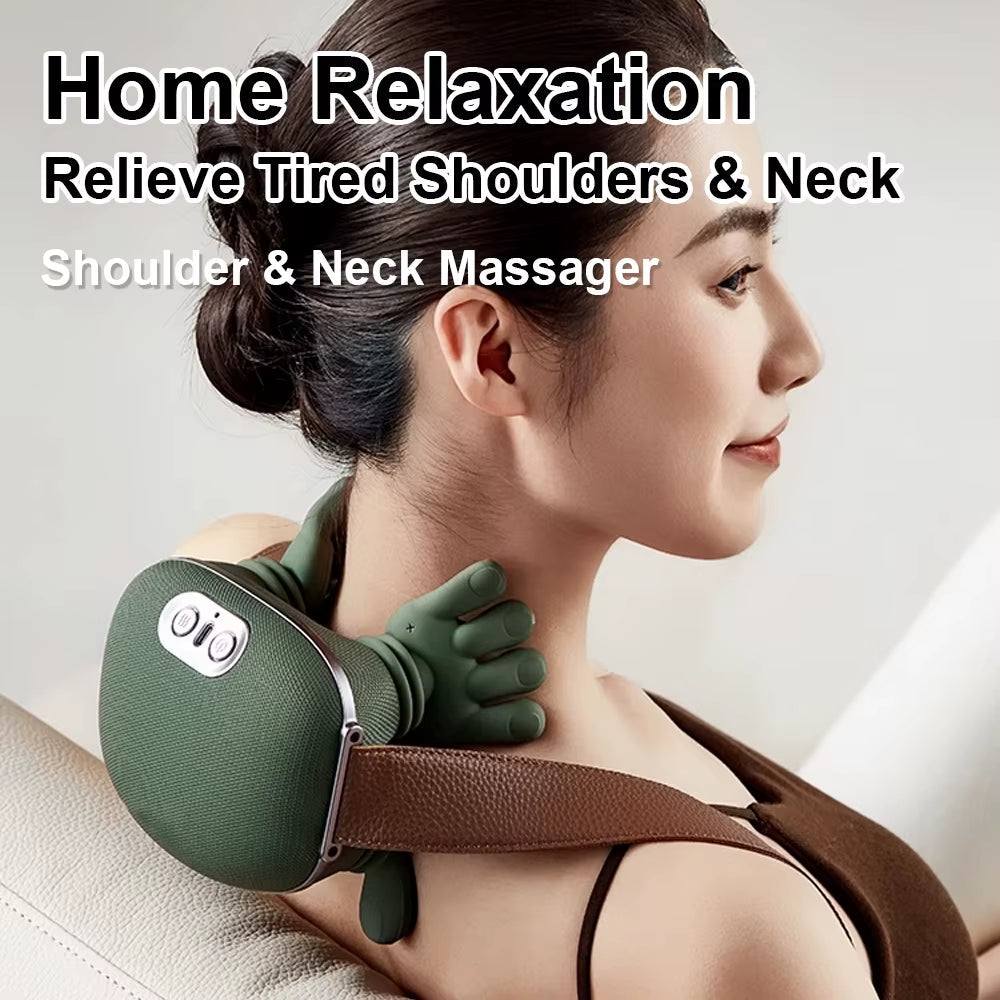 Bionic Neck Shoulder Massager Finger Pressure Heated Back Massagers Electric Kneading Muscles Massage Pillow Neck Waist Leg Body