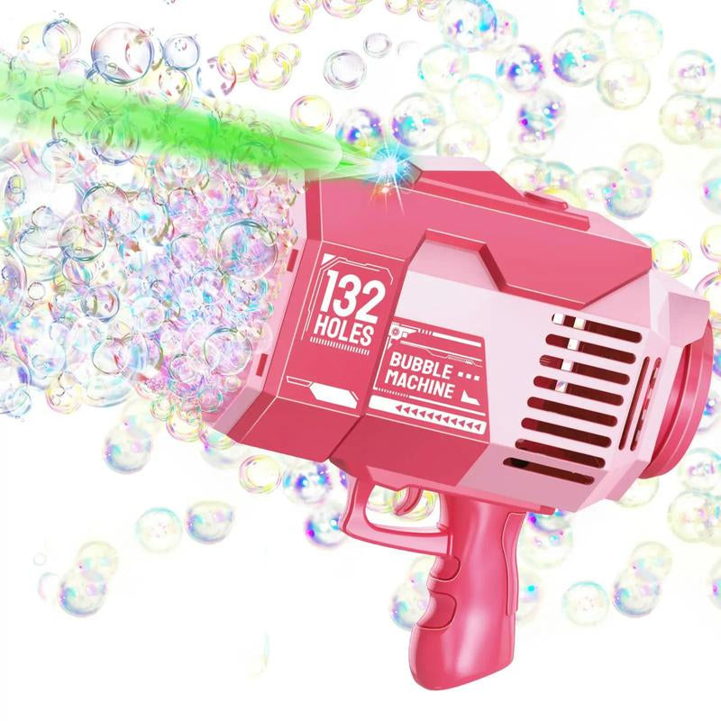 Bubble Machine, 132 Holes Bubble Machine with Light & 2 Counts 50Ml Bubble Solution, Bubble Machine for Party, Summer Gift, Bubble Maker, Kids Toys, Toys for Kids Fidget Toys, Baby Toys Toddler Toys, for Playtime
