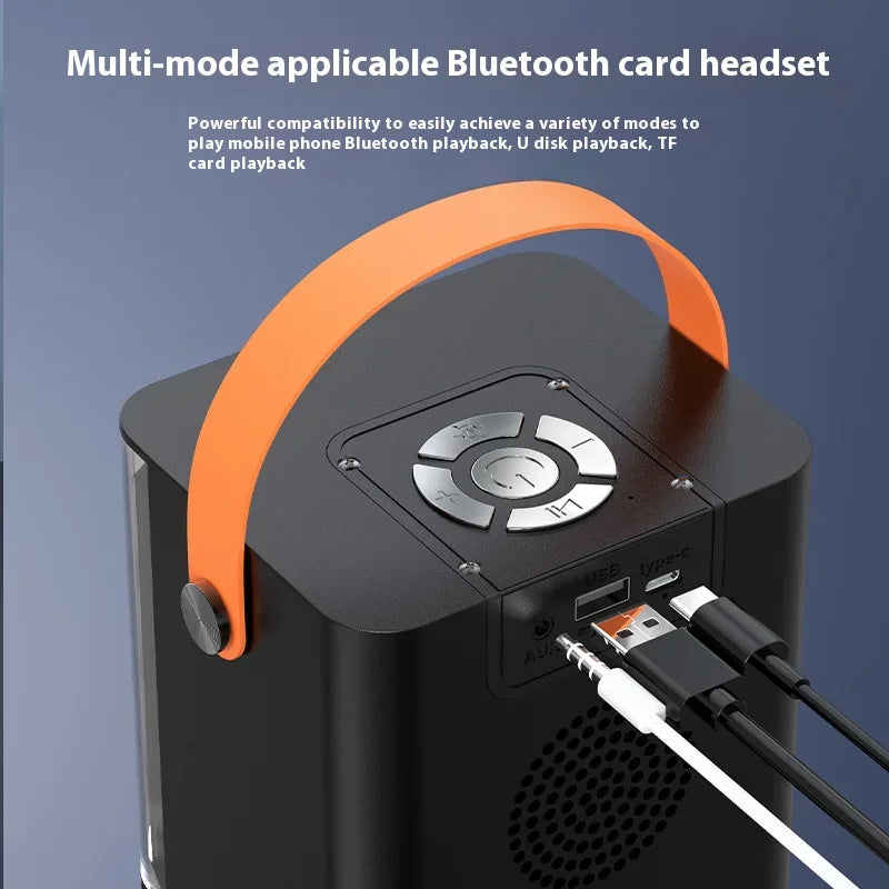 Portable Bluetooth Speaker, Portable Mini Wireless Speaker, Outdoor Karaoke Speaker, Microphone Set, Integrated Low Sound Cannon
