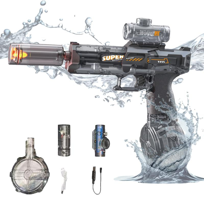 Electric Water Gun for Kids - Long-Range, High-Capacity Toy with LED Light for Family-Friendly Water Battles - Lightweight and Ergonomic Design for Pool Fun