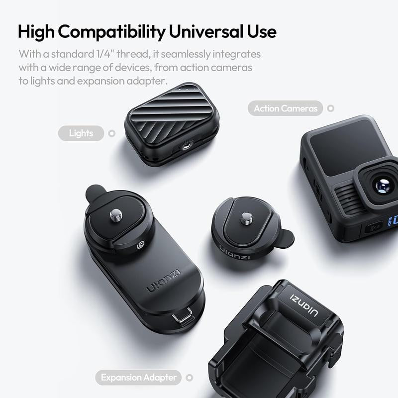 ULANZI CK02 Cka Quick Release Camera Backpack Mount Clip,Ck01 Magnetic Mount Stand for DJI Osmo Pocket 3 Accessories, with Standard 1/4" Thread for Action Cameras Pocket 3 Expansion Adapter