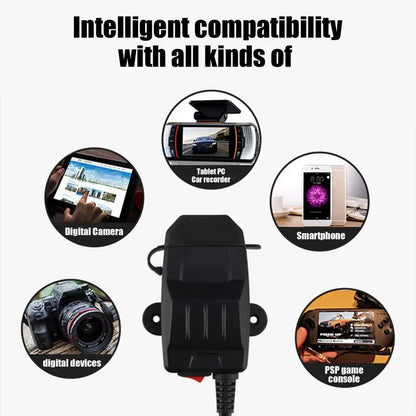 Phone Charger for Motorcycle USB Fast Charging Phone Charger Safe Power Adapter Waterproof Design for Telephones Tablets