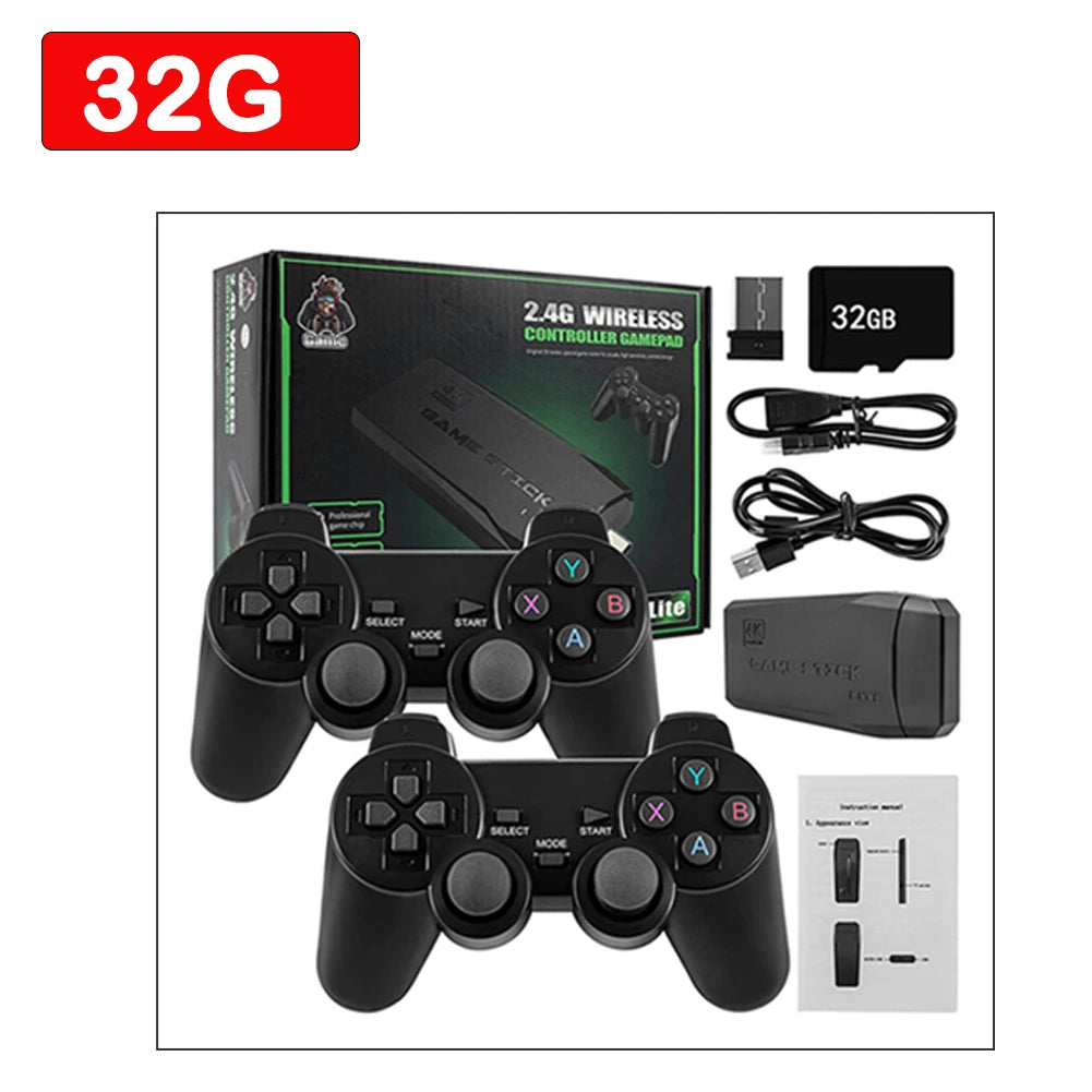 M8 Retro Game Stick 4K 10000 Games Portable Video Game Console 2.4G Double Wireless Controller Handheld Game Player for PS1/MAME