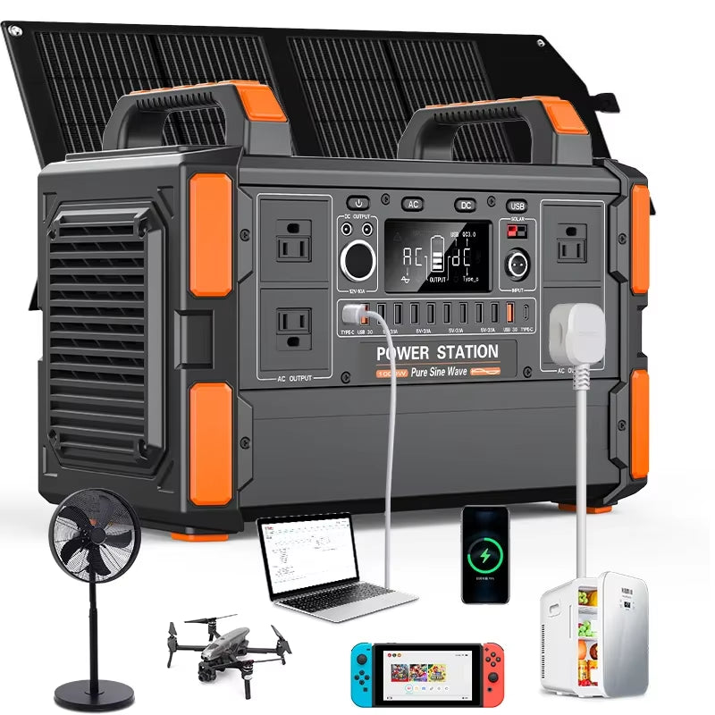 1000W 1200W Portable Power Stations with 200W Solar Panels 220V Energy Storage Power Generator Charging Ukraine Warehouse