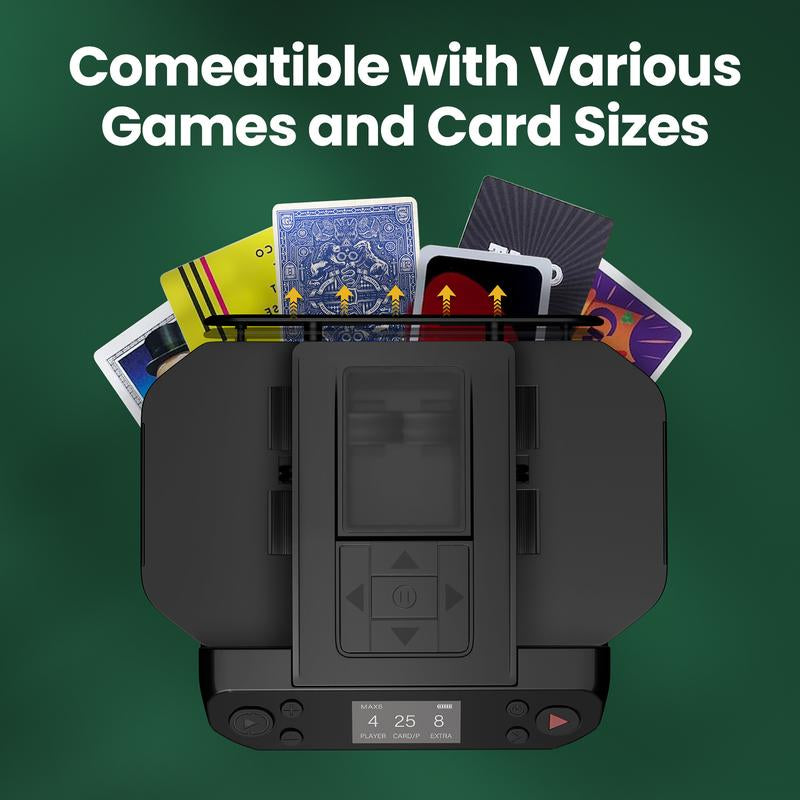Drawpies 2-In-1 Automatic Card Shuffler &Dealer 4 Drawing Remotes Adjustable Dealing Distance for Poker Night UNO Phase 10 Board Games & More