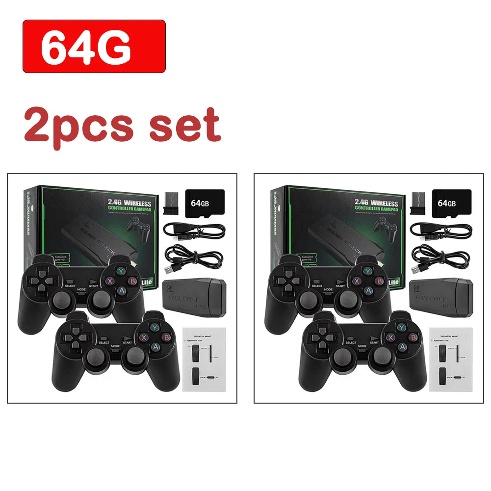 M8 Retro Game Stick 4K 10000 Games Portable Video Game Console 2.4G Double Wireless Controller Handheld Game Player for PS1/MAME