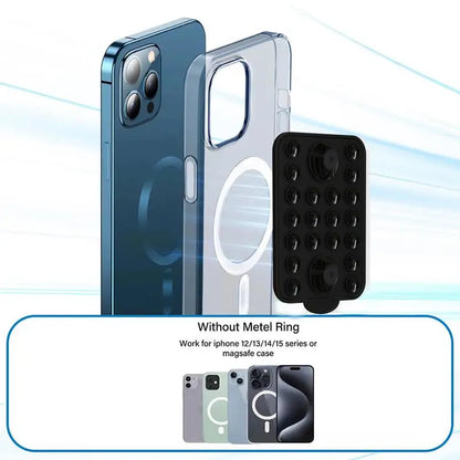Suction Phone Case Suction Phone Mount Magnetic Suction Cup Phone Case Removable Anti-Slip Silicone Phone Grip for Videos