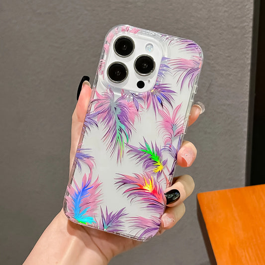 Luxury Laser Flower Painting Phone Case for Iphone 16 14 13 11 12 15 Pro Max plus Shock Absorbing Bumper Crystal Clear Cover