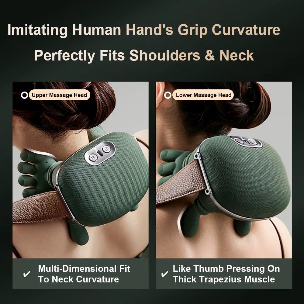 Bionic Neck Shoulder Massager Finger Pressure Heated Back Massagers Electric Kneading Muscles Massage Pillow Neck Waist Leg Body
