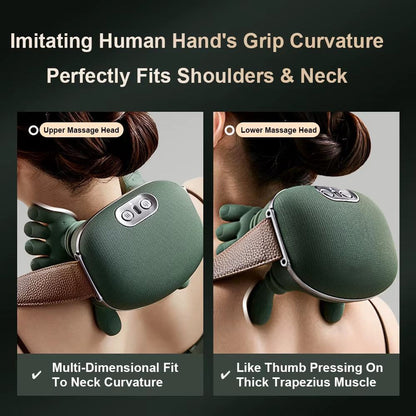 Bionic Neck Shoulder Massager Finger Pressure Heated Back Massagers Electric Kneading Muscles Massage Pillow Neck Waist Leg Body