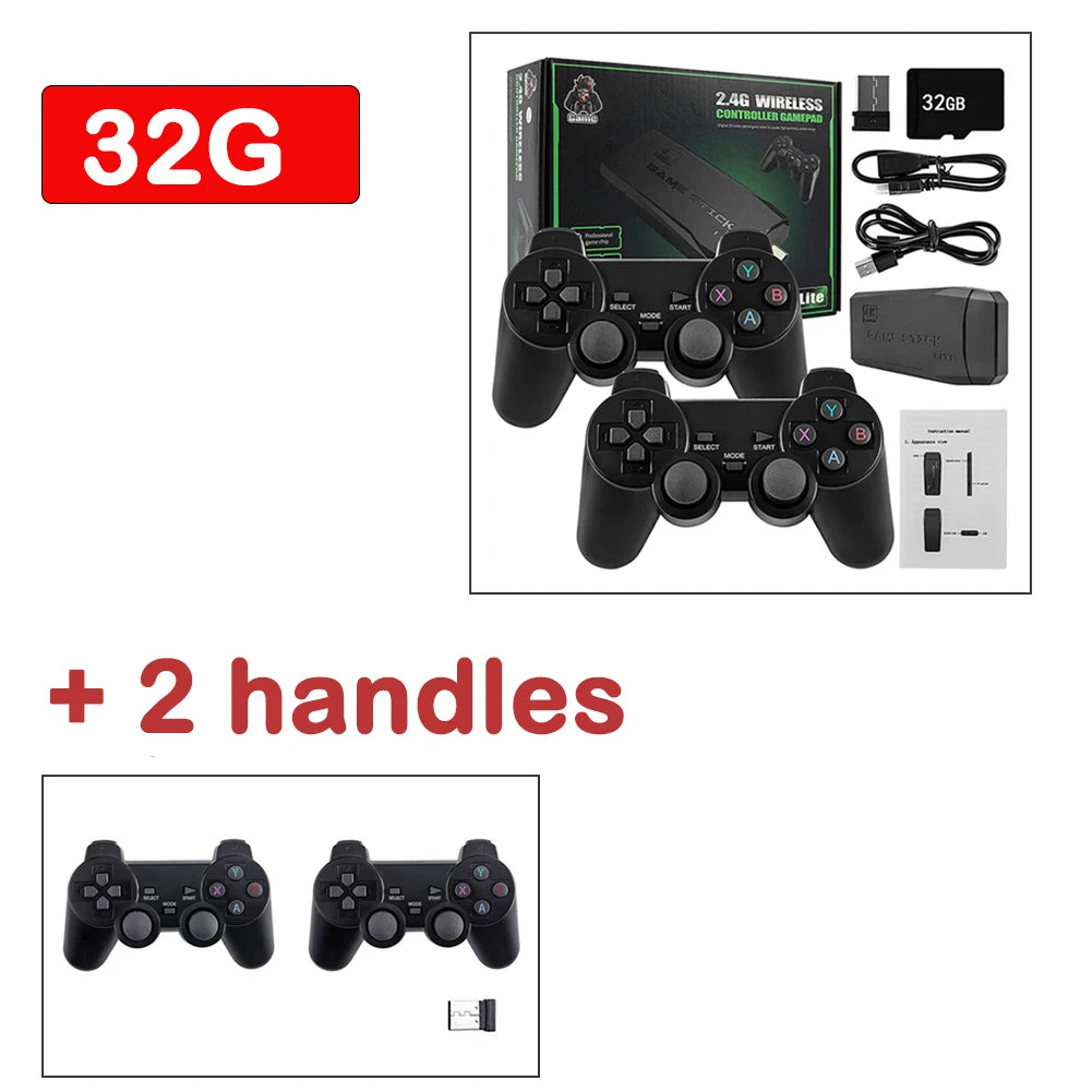 M8 Retro Game Stick 4K 10000 Games Portable Video Game Console 2.4G Double Wireless Controller Handheld Game Player for PS1/MAME