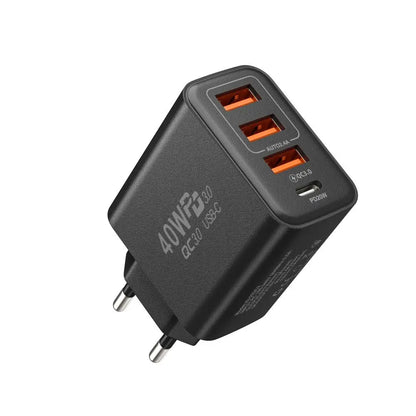 Universal 40W USB C Charging Plug 4Ports Fast Charging Charging Block Typec Phone Plug Adapter