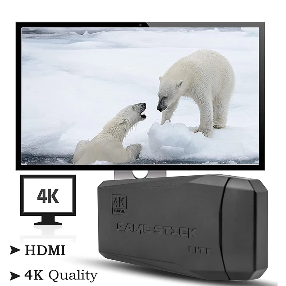 M8 Retro Game Stick 4K 10000 Games Portable Video Game Console 2.4G Double Wireless Controller Handheld Game Player for PS1/MAME