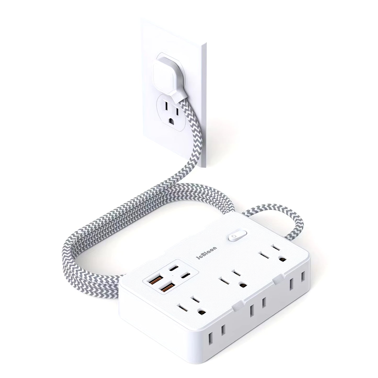 US Plug AC Outlet Multiprise Power Strip Braided Extension Cord Smart Home Electrical Socket Network Filter USB Type-C Charging