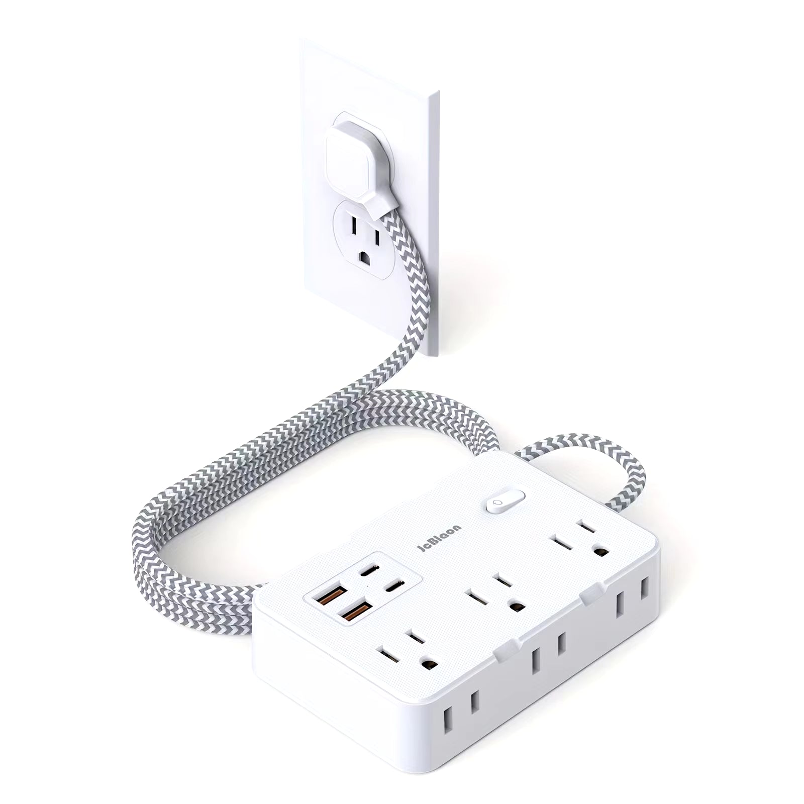 US Plug AC Outlet Multiprise Power Strip Braided Extension Cord Smart Home Electrical Socket Network Filter USB Type-C Charging