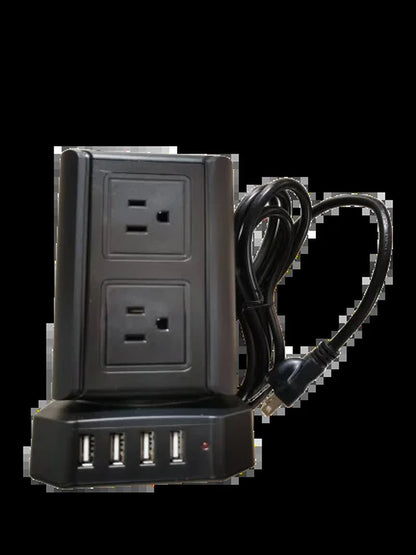 Tower Power Strip Sockets UK US Plug 8 Utlets 4 USB AC110V 220V 10A 2500W White Home Office Smart Overload Protection Socket