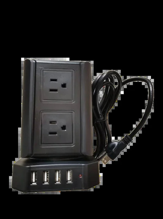 Tower Power Strip Sockets UK US Plug 8 Utlets 4 USB AC110V 220V 10A 2500W White Home Office Smart Overload Protection Socket
