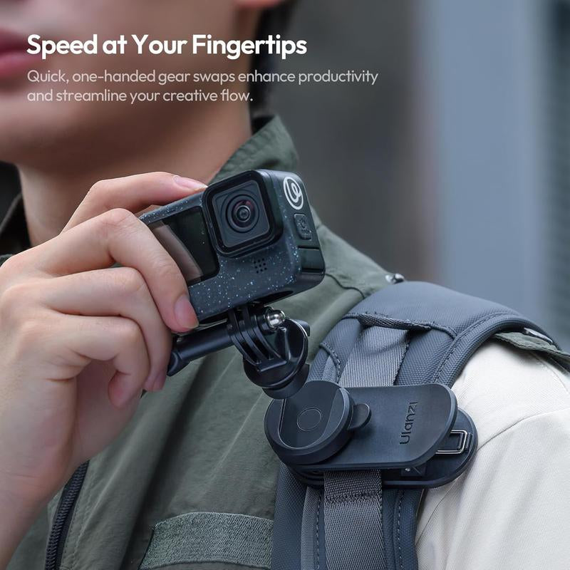 ULANZI CK02 Cka Quick Release Camera Backpack Mount Clip,Ck01 Magnetic Mount Stand for DJI Osmo Pocket 3 Accessories, with Standard 1/4" Thread for Action Cameras Pocket 3 Expansion Adapter